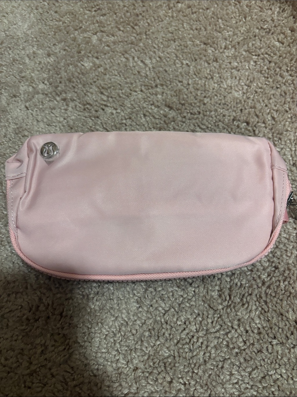 Light Pink Cosmetic Pouch with Silver Logo Accent